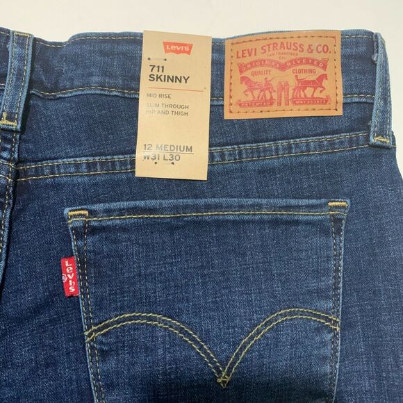 Levi's 711 Women's Denim Jeans 12 31X30 Skinny Lapis Maui Breeze Mid Rise - Picture 4 of 8